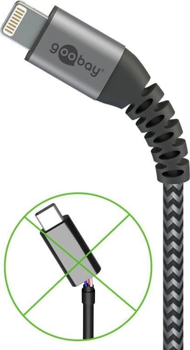 Goobay Lightning til USB-A Tekstilkabel med metallplugger (Space grå / sølv) 1 m