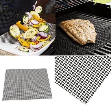 Grillmatte netting ikke-klebrig Sort 3-pakning