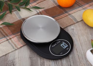 Digital kjøkkenvekt i rustfritt stål 2 kg / 0,1 g, svart / sølv