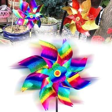 Reflekterande fågelavvisande pinwheels väderkvarnar - håll fåglar borta 2-pack Flerfarget
