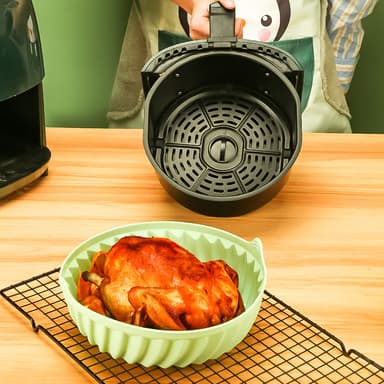 Airfryer silikongryte med håndklemmer Grønn 19 cm