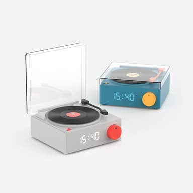 MOBILITY ON BOARD Høyttalervekkerklokke Vinyl Retro Grå