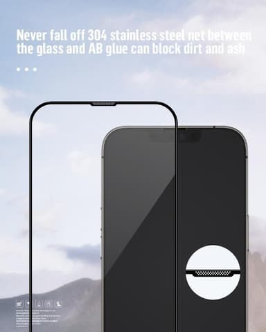 iPhone 13 / 13 Pro skjermbeskytter med svart ramme Herdet glass