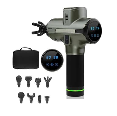 Massagepistol med 20 hastigheter 8 massagehuvuden Svart