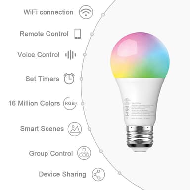 INF Wifi Smart LED-lampe RGB Flerfarget dimbar 7,5W E27 Hvit