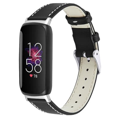 Klokkerem i fint ekte skinn Sort Fitbit Inspire 2 / Inspire 3