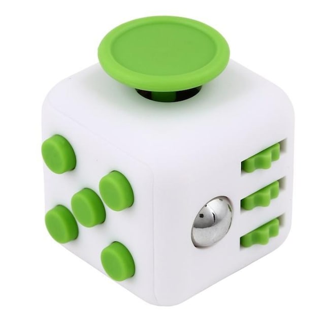 Fidget Cube, for økt konsentrasjon, Hvit/Grønn