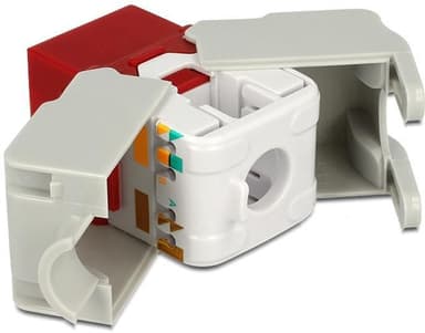 DeLOCK UTP Cat6 Keystone modul, RJ45 ho - LSA Cat6, Tool-free röd/gr?