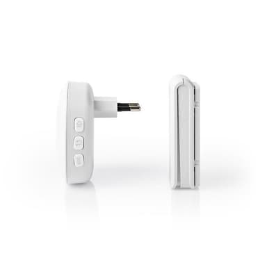 Nedis Trådløs ringeklokke Set | Nettstrøm drevet | 220 - 240 V AC 50 Hz | 1x CR2032 | Volum: 80 dB | Signalområde (siktelinje): 100 m | Justerbar volum | 36 Melodier | 1 Mottaker | Hvit