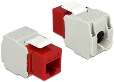 DeLOCK UTP Cat6 Keystone modul, RJ45 ho - LSA Cat6, Tool-free röd/gr?