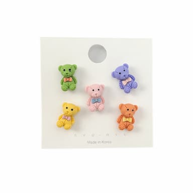 Broschknappar Nallar 5-pack Flerfarget