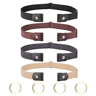 Elastisk belte uten beltespenne, 4-pakning