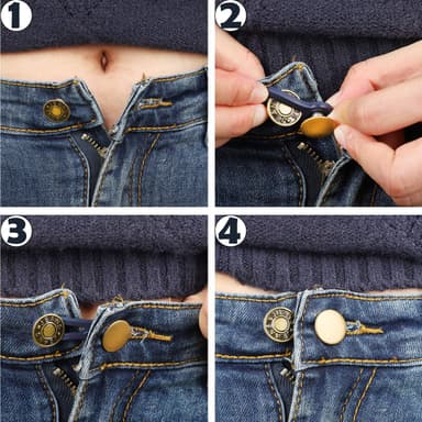 Midjeforlenger for jeans/skjørt/bukser med knapp med rose 5-pack Bronse