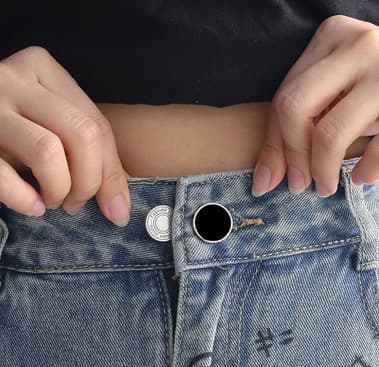 2-pack midjeförlängare för jeans – förlängningsknapp för byxor utan sömnad Sort 19 mm