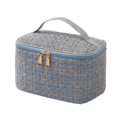 Reisekosmetikkveske Makeup Bag Organizer for kvinner med bærbart håndtak Blå
