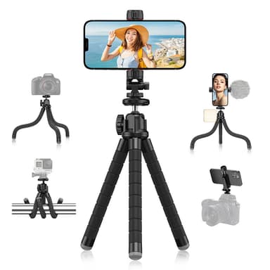 Høystyrke forlengbart Selfie Stick-stativ med fjernkontroll Sort