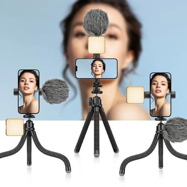 Høystyrke forlengbart Selfie Stick-stativ med fjernkontroll Sort