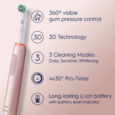 Oral-B Pro3 3900N elektrisk tannbørste 760277 (sort/rosa)