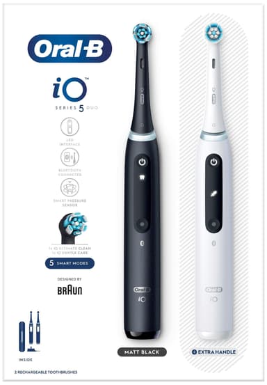 Oral-B iO5 Duo Pack elektrisk tannbørste 414841 (sort/hvit)
