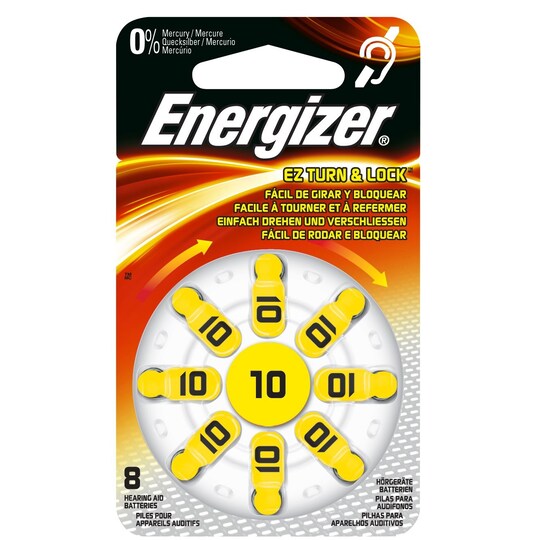 Energizer batterier til høreapparat Zinc Air 10, 8 pakk