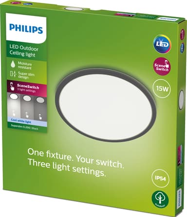 Philips SuperSlim utendørs taklampe 15W