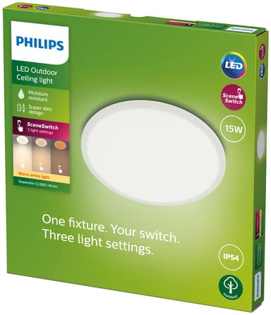Philips SuperSlim utendørs taklampe 15W