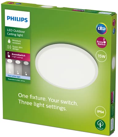 Philips SuperSlim utendørs taklampe 15W