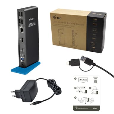 i-tec U3DUALHDMIDOCK, Kabel, USB 3.2 Gen 1 (3.1 Gen 1) Type-A, 3,5 mm, 10,100,10