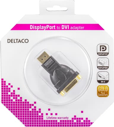 DisplayPort>DVI-D singlelink adapter, 20pin male to 24+5-pin