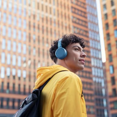On-ear Bluetooth-hodetelefoner blå