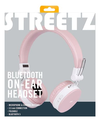 BT200 Foldable on-ear BT headset, 3.5 mm, pink