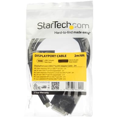 StarTech.com 2 m USB-C till DVI-kabel - 1920 x 1200 - Svart, 2 m, USB Type-C, DV