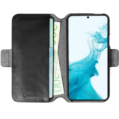 Skinntelefonlommebok Galaxy S22+ Svart