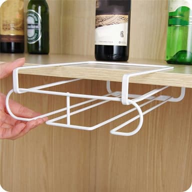 Vin glass henger i metall for 6 glass, Hvit