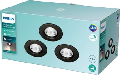 Philips Dive Ceiling spotlys 5,5W 3-pakning (sort)