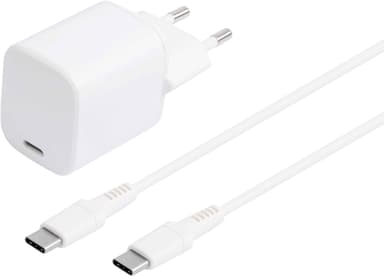 Sandstrøm USB-C 30W GaN lader med USB-C kabel