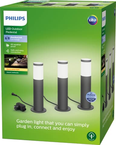 Philips GardenLink LV Utrecht Pedestal sett for hagebelysning 24W 3-pk