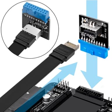 NÖRDIC vinklet USB 3.0 19 pins til Type E-adapter