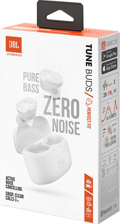 JBL Tune Buds helt trådløse in-ear hodetelefoner (hvit)