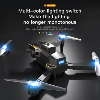 INF Drone med sammenleggbar design, lys, dobbeltkamera, unngåelse av hindringer Sort