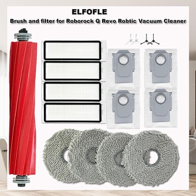 Kit Accessori Roborock Q Revo / P10 - 2 Spazzole Gomma, 4 Filtri HEPA, 6 Panni, 4 Spazzole Laterali, 6 Sacchetti