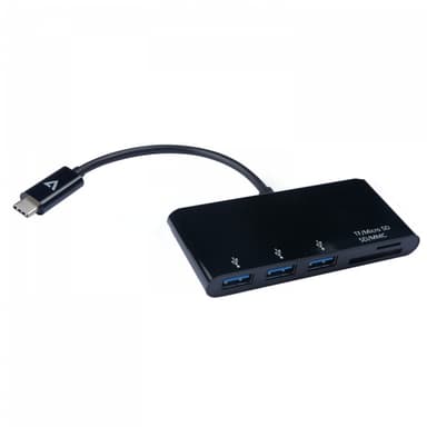 V7 V7UC3U-HUB-BLK-1E, USB 3.2 Gen 1 (3.1 Gen 1) Type-C, USB 3.2 Gen 1 (3.1 Gen 1