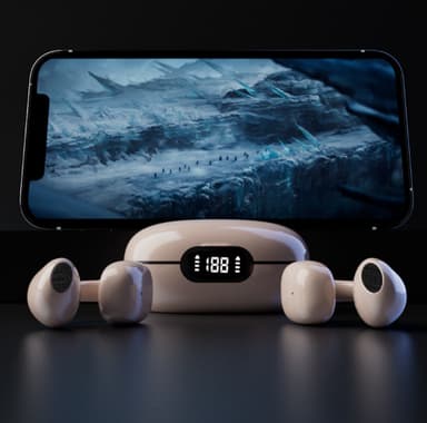 Trådløse Bluetooth 5.3 Bone Conduction-hodetelefoner Beige