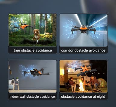 Drone, sammenleggbar med sensorer mot hindringer Sort