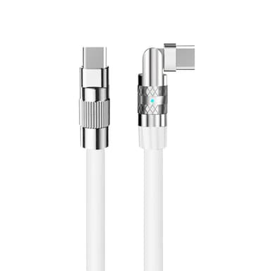 120W flytende silikon 90° roterende hurtigladekabel med Type-C-port Hvit 2 m