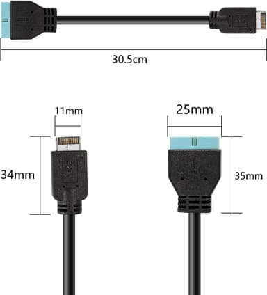 NÖRDIC USB Type-E til 20 pins USB header adapter 30cm