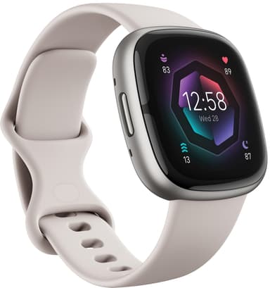 Fitbit Sense 2 smartklokke (lunar white/platinum)