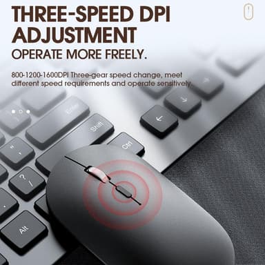 T-WOLF X2 oppladbar 2.4G+Bluetooth trådløs mus datamaskin pc
