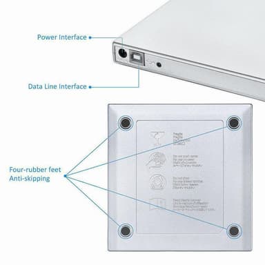 Ekstern RW CD/DVD-spiller og brenner USB 2.0