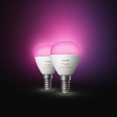 Philips Hue Luster LED-lyspære WCA 5,1W P45 E14 2-pk.